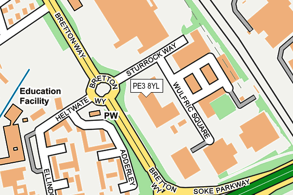 PE3 8YL map - OS OpenMap – Local (Ordnance Survey)