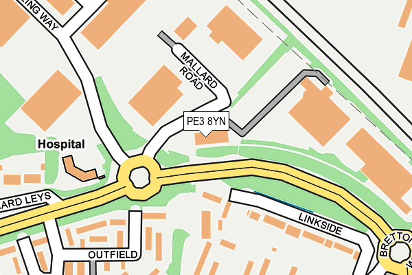 PE3 8YN map - OS OpenMap – Local (Ordnance Survey)