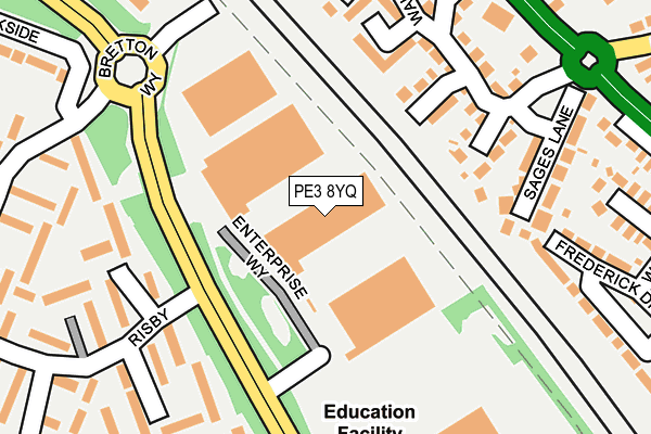 PE3 8YQ map - OS OpenMap – Local (Ordnance Survey)