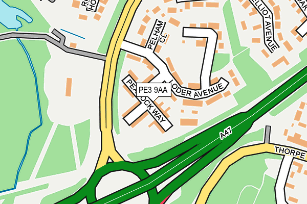 PE3 9AA map - OS OpenMap – Local (Ordnance Survey)