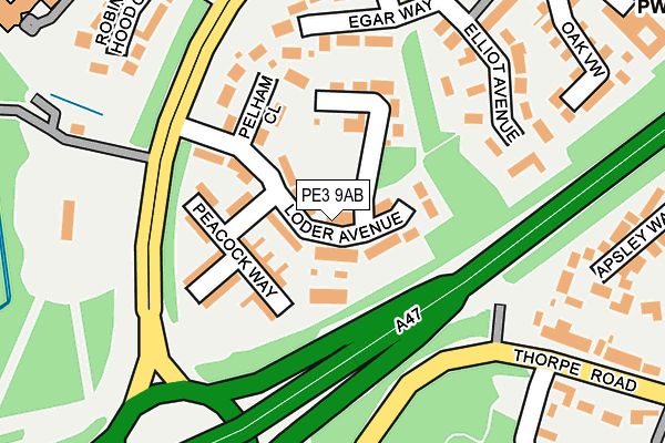 PE3 9AB map - OS OpenMap – Local (Ordnance Survey)