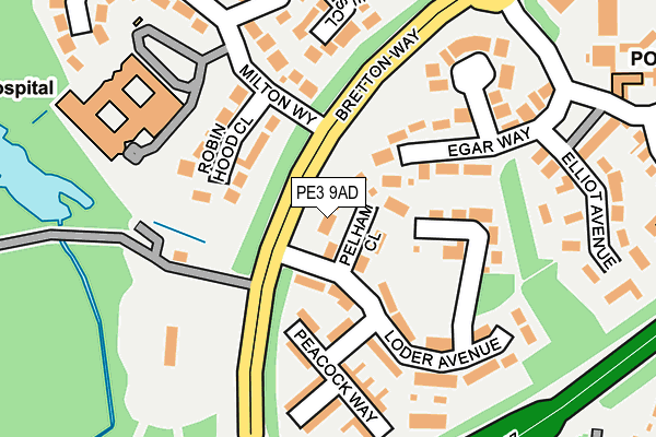 PE3 9AD map - OS OpenMap – Local (Ordnance Survey)