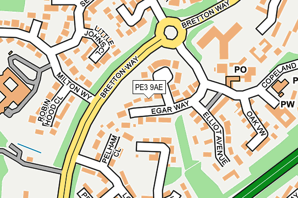 PE3 9AE map - OS OpenMap – Local (Ordnance Survey)