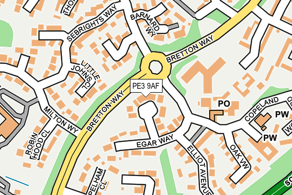 PE3 9AF map - OS OpenMap – Local (Ordnance Survey)