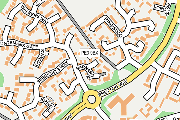 PE3 9BX map - OS OpenMap – Local (Ordnance Survey)