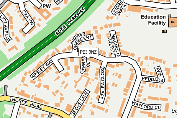 PE3 9NZ map - OS OpenMap – Local (Ordnance Survey)