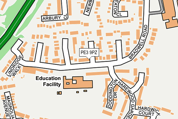 PE3 9PZ map - OS OpenMap – Local (Ordnance Survey)