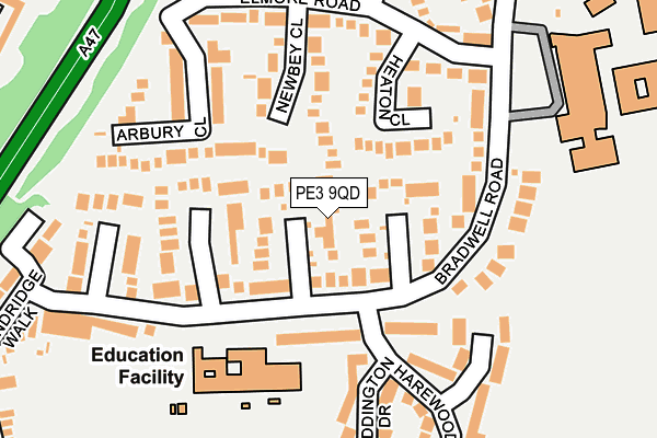 PE3 9QD map - OS OpenMap – Local (Ordnance Survey)