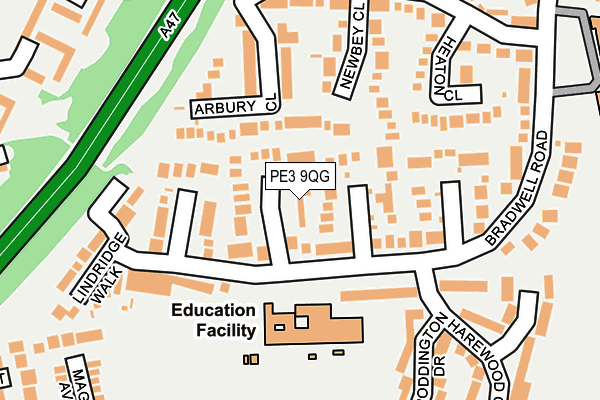 PE3 9QG map - OS OpenMap – Local (Ordnance Survey)