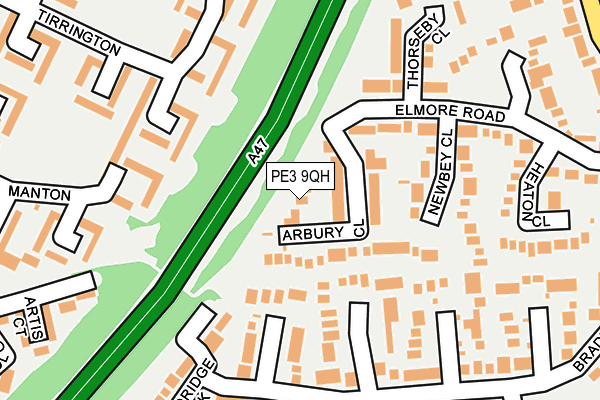 PE3 9QH map - OS OpenMap – Local (Ordnance Survey)