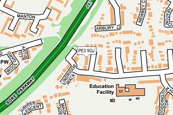 PE3 9QJ map - OS OpenMap – Local (Ordnance Survey)
