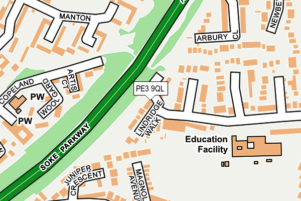 PE3 9QL map - OS OpenMap – Local (Ordnance Survey)