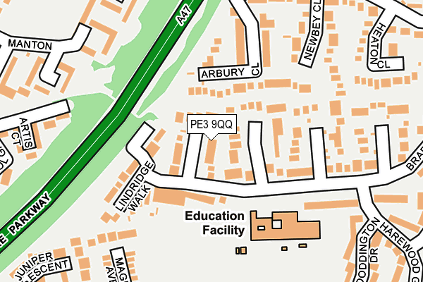 PE3 9QQ map - OS OpenMap – Local (Ordnance Survey)