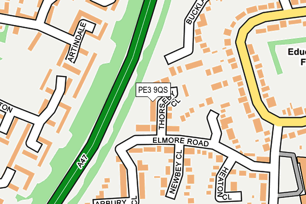PE3 9QS map - OS OpenMap – Local (Ordnance Survey)