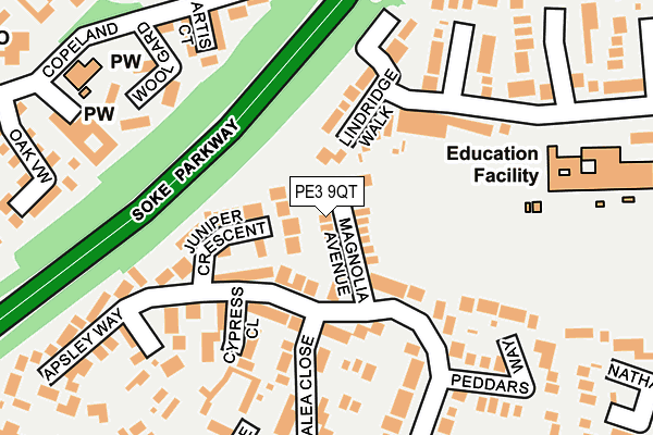 PE3 9QT map - OS OpenMap – Local (Ordnance Survey)