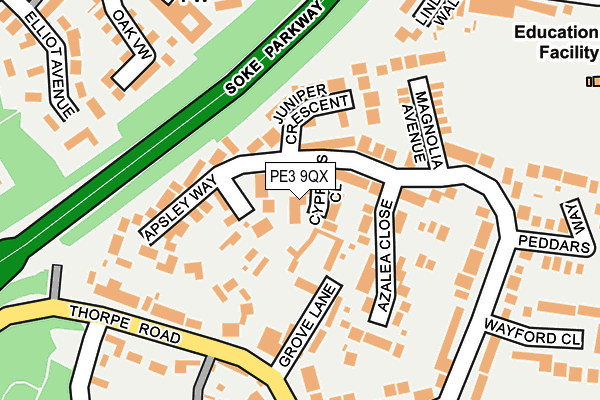 PE3 9QX map - OS OpenMap – Local (Ordnance Survey)