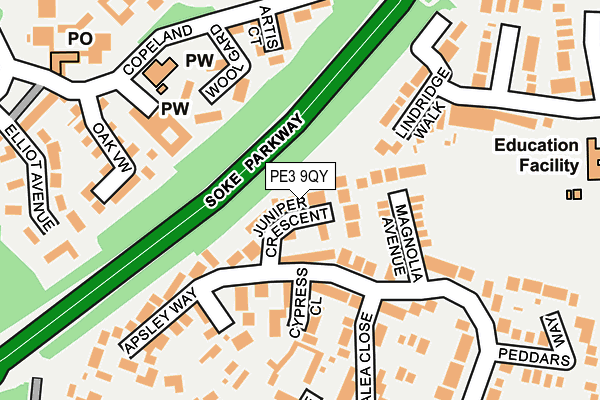 PE3 9QY map - OS OpenMap – Local (Ordnance Survey)