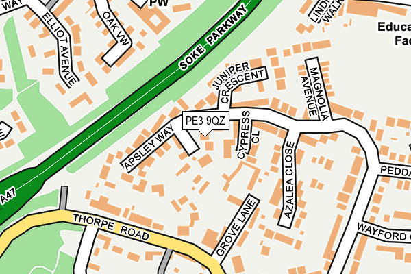 PE3 9QZ map - OS OpenMap – Local (Ordnance Survey)