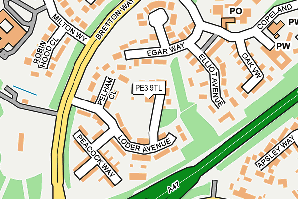 PE3 9TL map - OS OpenMap – Local (Ordnance Survey)