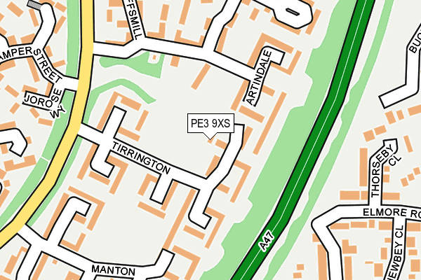 PE3 9XS map - OS OpenMap – Local (Ordnance Survey)