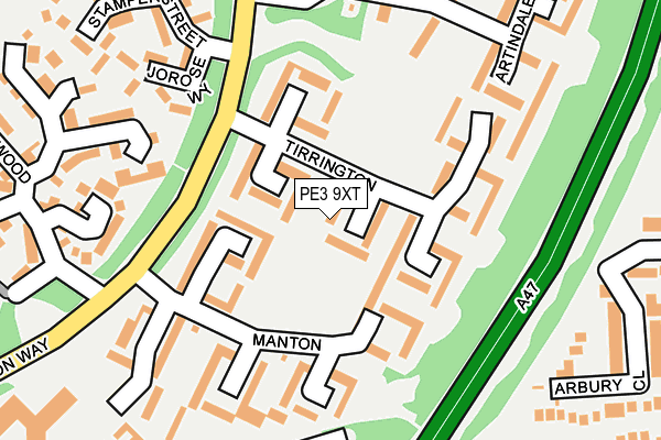 PE3 9XT map - OS OpenMap – Local (Ordnance Survey)