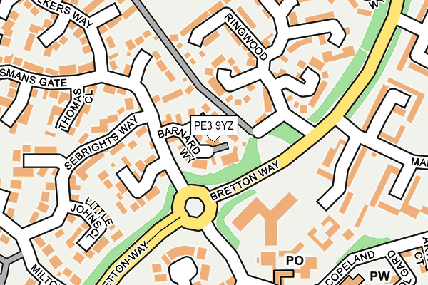 PE3 9YZ map - OS OpenMap – Local (Ordnance Survey)