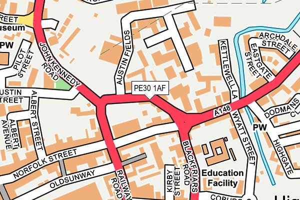 PE30 1AF map - OS OpenMap – Local (Ordnance Survey)
