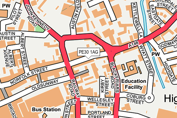 PE30 1AG map - OS OpenMap – Local (Ordnance Survey)