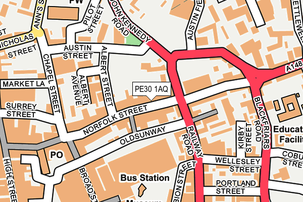 PE30 1AQ map - OS OpenMap – Local (Ordnance Survey)