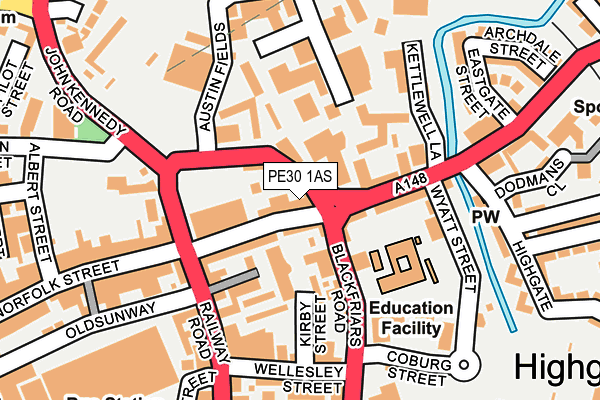 PE30 1AS map - OS OpenMap – Local (Ordnance Survey)