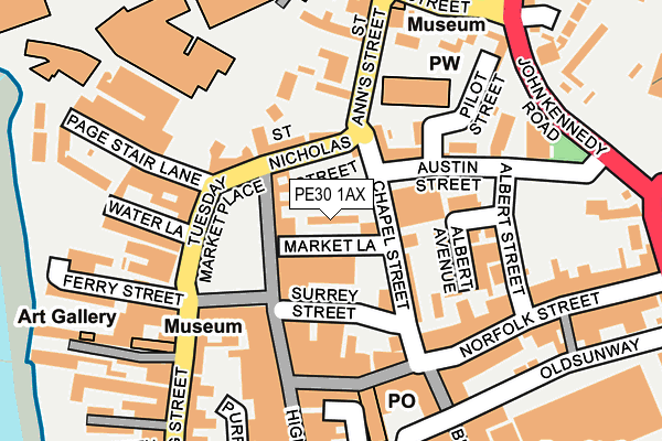 PE30 1AX map - OS OpenMap – Local (Ordnance Survey)