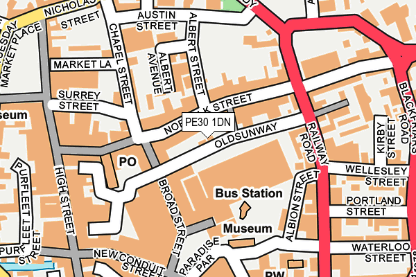 PE30 1DN map - OS OpenMap – Local (Ordnance Survey)