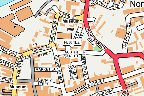 PE30 1DZ map - OS OpenMap – Local (Ordnance Survey)