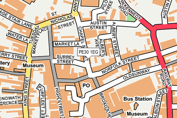 PE30 1EG map - OS OpenMap – Local (Ordnance Survey)