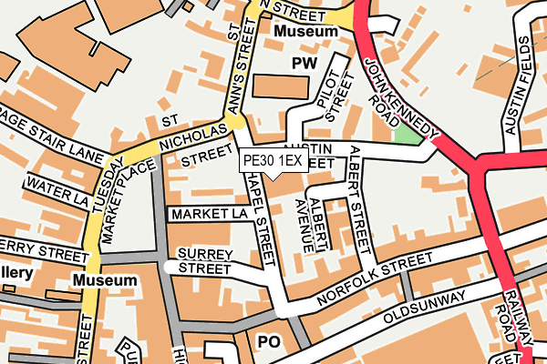 PE30 1EX map - OS OpenMap – Local (Ordnance Survey)