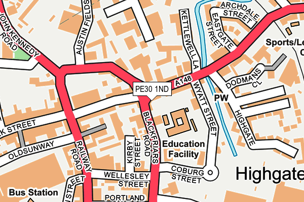 PE30 1ND map - OS OpenMap – Local (Ordnance Survey)