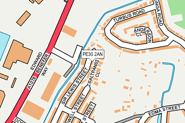PE30 2AN map - OS OpenMap – Local (Ordnance Survey)