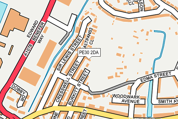 PE30 2DA map - OS OpenMap – Local (Ordnance Survey)