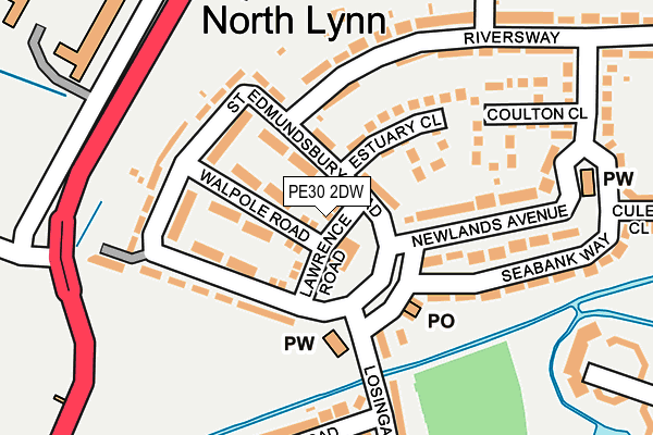 PE30 2DW map - OS OpenMap – Local (Ordnance Survey)