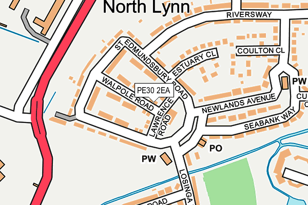 PE30 2EA map - OS OpenMap – Local (Ordnance Survey)