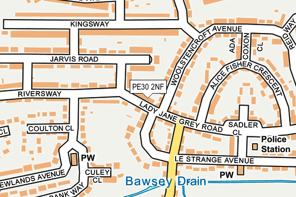 PE30 2NF map - OS OpenMap – Local (Ordnance Survey)