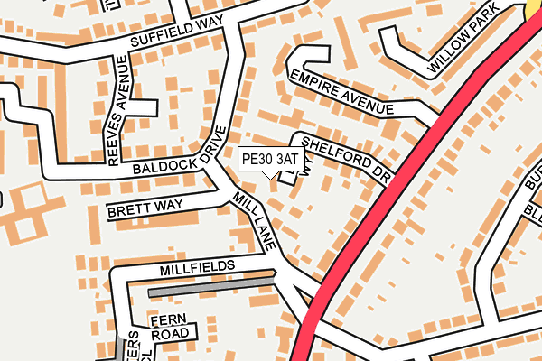 PE30 3AT map - OS OpenMap – Local (Ordnance Survey)