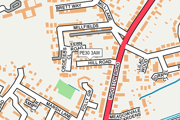 PE30 3AW map - OS OpenMap – Local (Ordnance Survey)