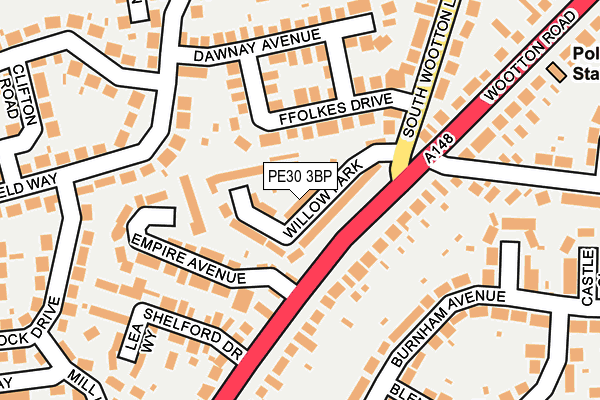 PE30 3BP map - OS OpenMap – Local (Ordnance Survey)