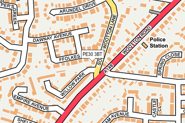 PE30 3BT map - OS OpenMap – Local (Ordnance Survey)