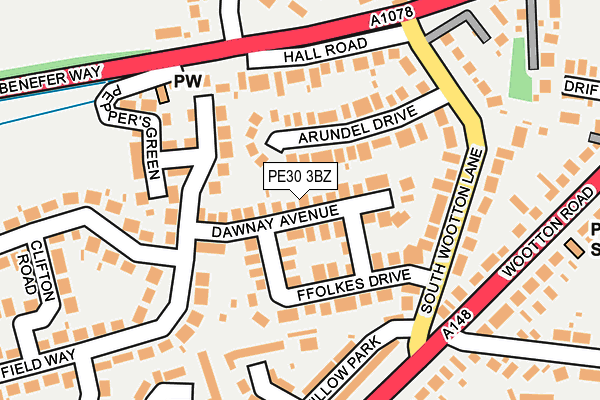 PE30 3BZ map - OS OpenMap – Local (Ordnance Survey)