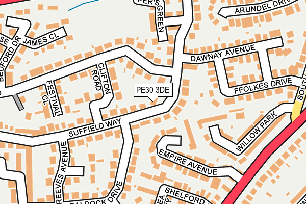 PE30 3DE map - OS OpenMap – Local (Ordnance Survey)