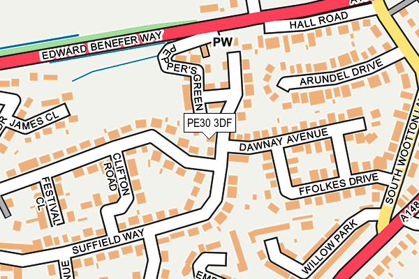 PE30 3DF map - OS OpenMap – Local (Ordnance Survey)