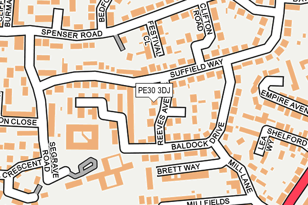 PE30 3DJ map - OS OpenMap – Local (Ordnance Survey)