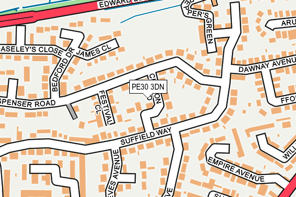 PE30 3DN map - OS OpenMap – Local (Ordnance Survey)